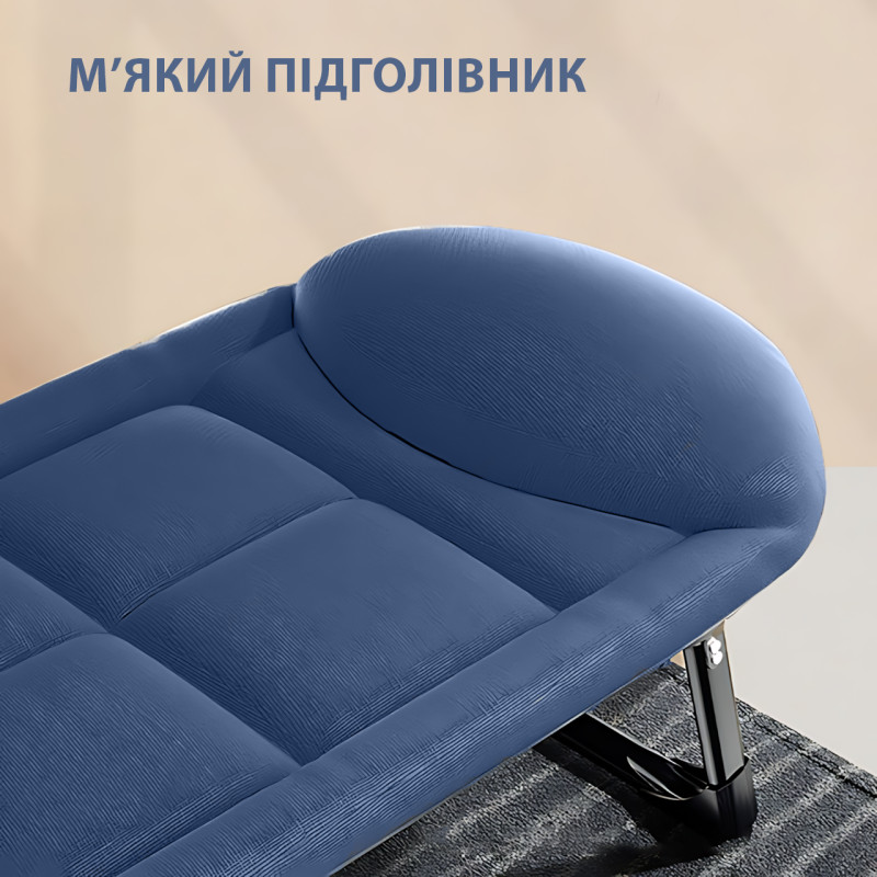 Раскладной туристический шезлонг 200×66×30 см – металлический каркас, до 120 кг, регулируемая спинка и ножки фото - 5