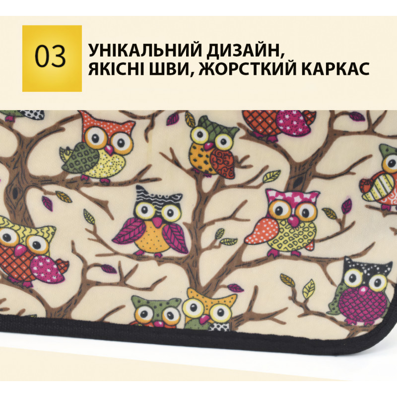 Сумка-переноска For Friends для собак і кішок до 5 кг, 36×22 см, на блискавці, з вентиляцією, візерунок сови фото - 7