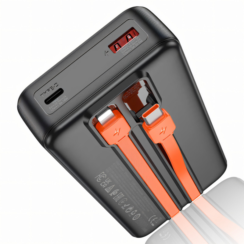 Power bank HOCO J119A, павербанк 22.5W+PD20, емкость 20000mAh, быстрая зарядка, дисплей и встроенный кабель фото - 4