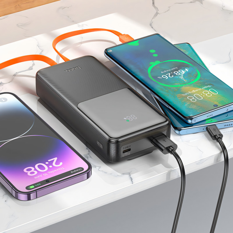 Power bank HOCO J119A, павербанк 22.5W+PD20, емкость 20000mAh, быстрая зарядка, дисплей и встроенный кабель фото - 7