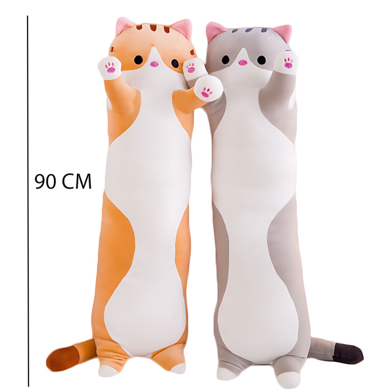 Игрушка подушка Кот Батон, плюшевая антистресс обнимашка DOLL 1498 на молнии, серый/рыжий 90 фото - 10