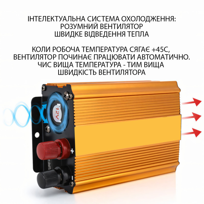 Преобразователь с вольтметром Power One Plus 12v220 1200w, автомобильный инвертор с 2-мя комплектами проводов фото - 7