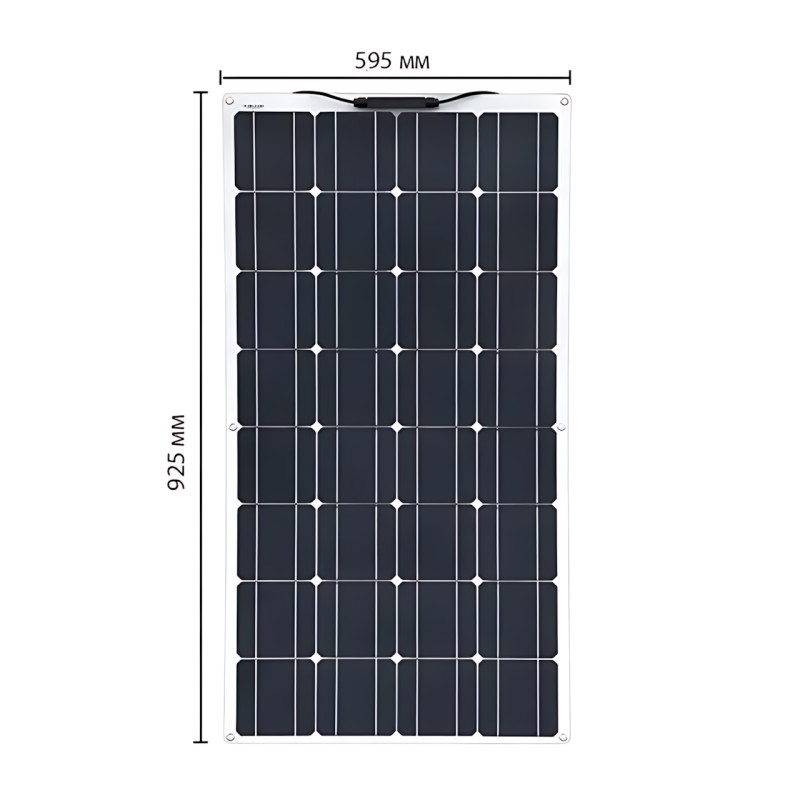 Гибкая монокристаллическая панель 100W, портативная солнечная панель Flexible panel 100W, 595 х 925 х 2.6 мм фото - 9