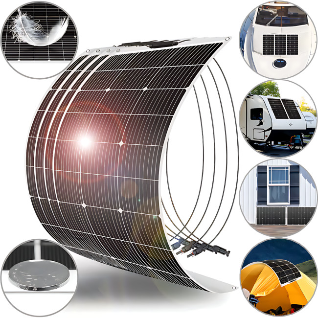 Гибкая монокристаллическая панель 100W, портативная солнечная панель Flexible panel 100W, 595 х 925 х 2.6 мм