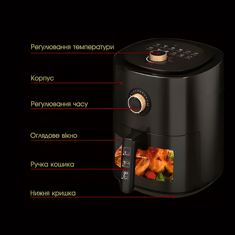 Аерофритюрниця, аерогриль BITEK BT-5332B Air Fryer 3500 Вт 6 л фото - 5