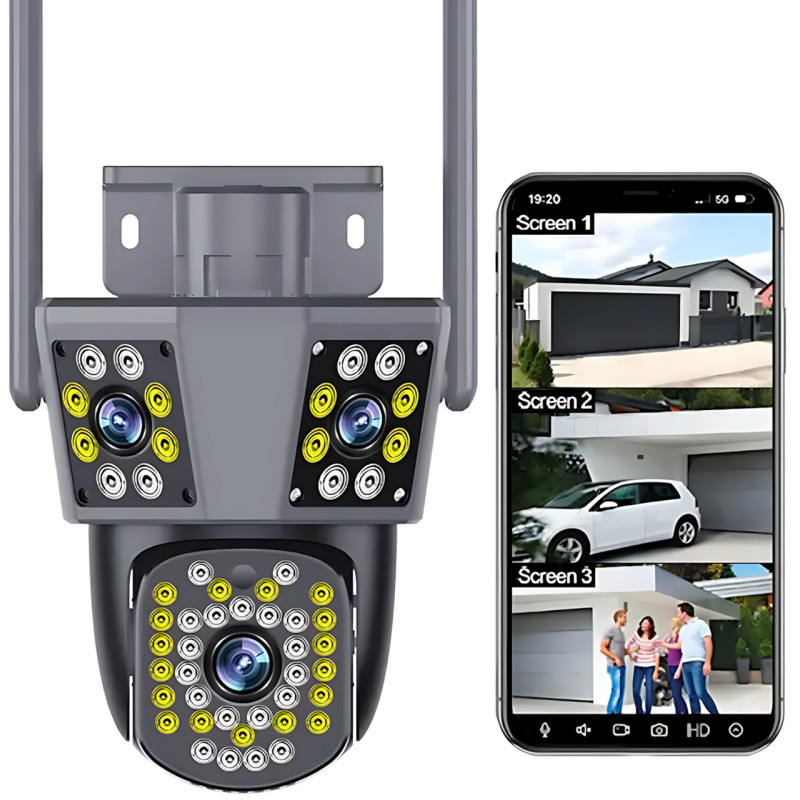 Уличная Wi-Fi камера видеонаблюдения 360°, 4MPx+4MPx+4MPx, 3 объектива, отслеживание движения, дуплекс фото - 8