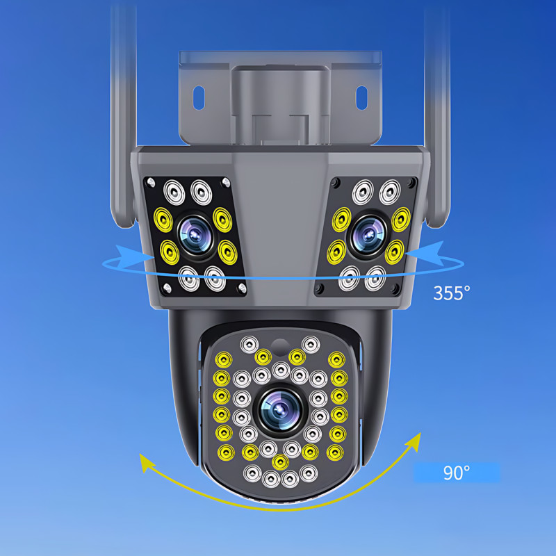 Уличная Wi-Fi камера видеонаблюдения 360°, 4MPx+4MPx+4MPx, 3 объектива, отслеживание движения, дуплекс фото - 3