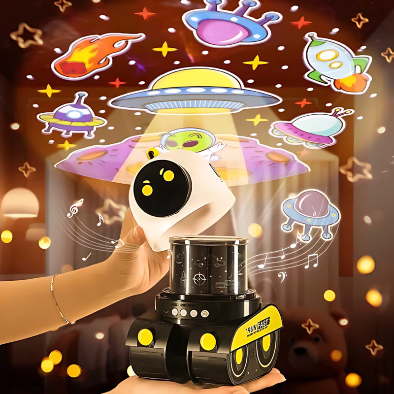 Проєктор-нічник музичний LED «Робот» Droid WH-E03, Bluetooth, 6 трафаретів, акумулятор 1200 мА·год, нічник-проєктор фото - 2