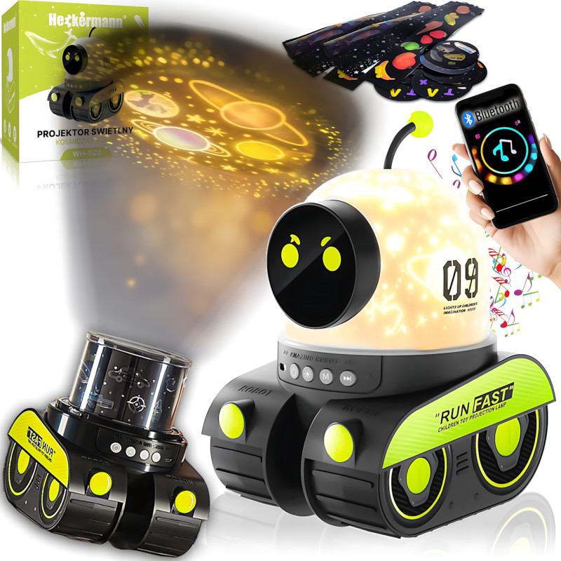 Проєктор-нічник музичний LED «Робот» Droid WH-E03, Bluetooth, 6 трафаретів, акумулятор 1200 мА·год, нічник-проєктор фото - 6