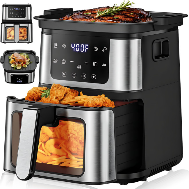 Аерогриль фритюрниця DOMOTEC MS-3225, 7 л, 3500 Вт, 2 нагрівальні елементи, Air Fryer без оливи, механічне керування