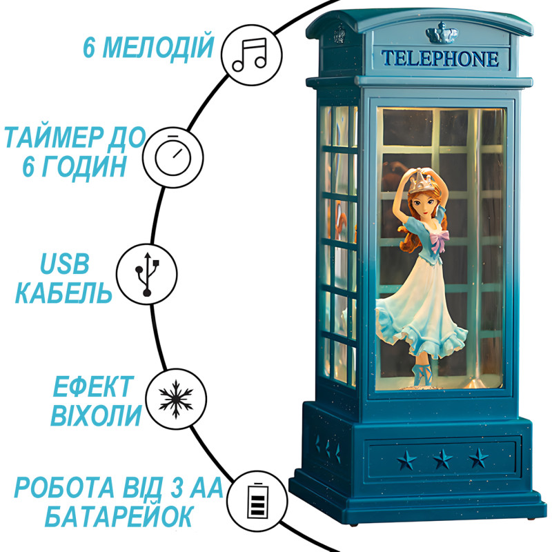 Портативный светильник "Балерина Фрейя", USB - лампа ночник с АКБ, эффектом вьюги и 6 мелодиями фото - 4