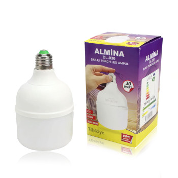 Лампочка аккумуляторная Almina DL-030 для аварийного освещения, 30 Вт, в цоколь Е27, до 3 часов работы