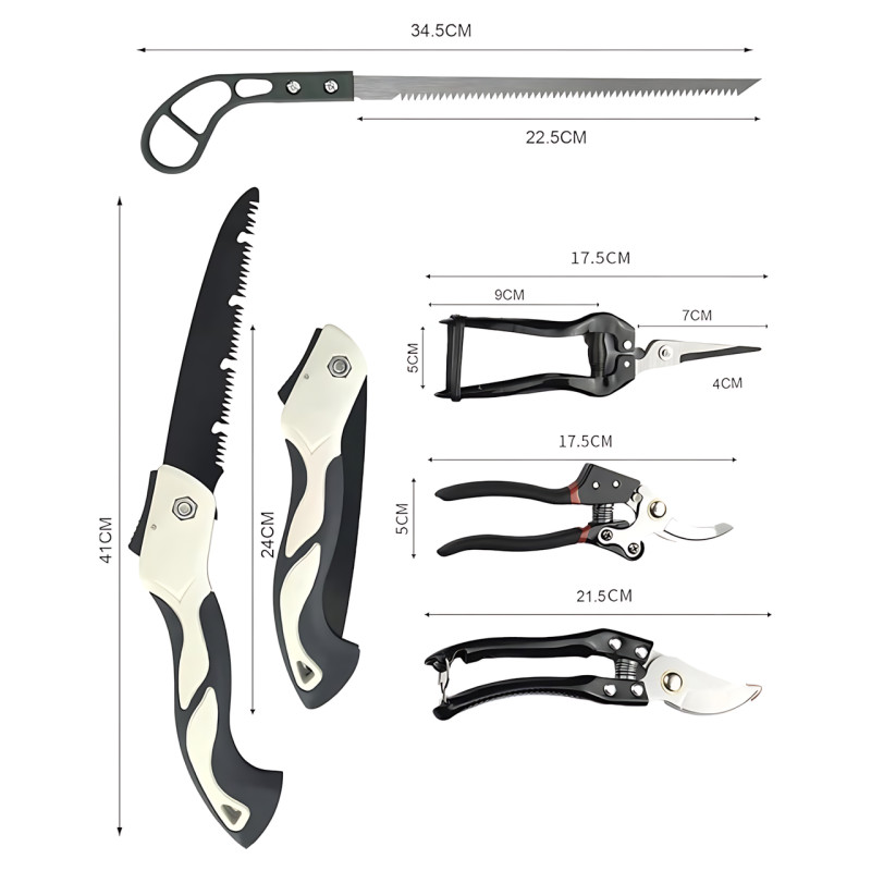 Набор садовых инструментов 5 в 1 Garden Set SK-5 &mdash; секатор большой и малый, ножницы для цветов, садовая пилка, ножовка фото - 8