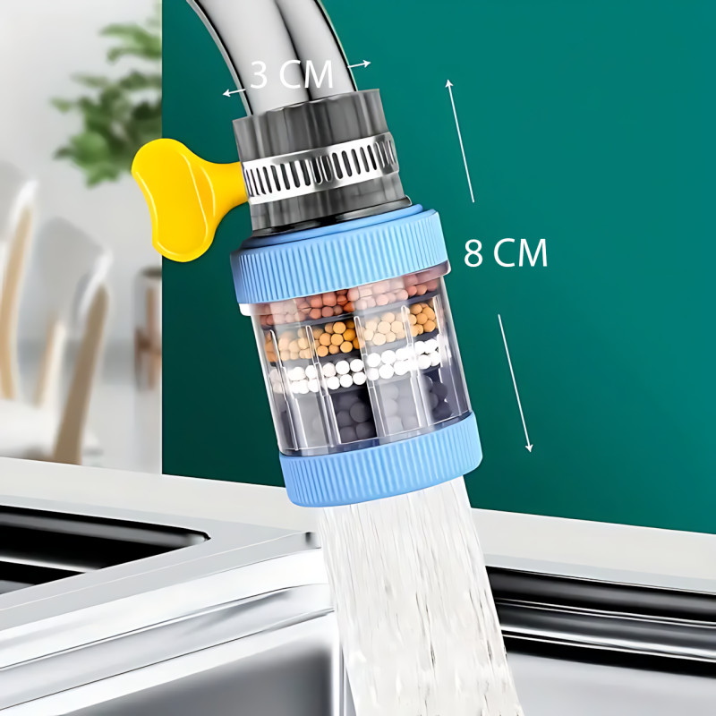 Фільтр-насадка на кран 6-в-1, багаторазова, водоощадна, для гарячої/холодної води, 6-шарового очищення Рожевий фото - 9