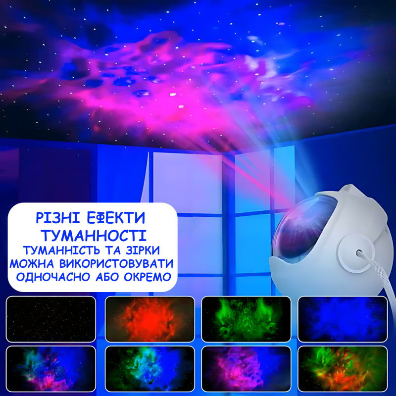 Проектор звёздного неба Astronaut MoonLight с пультом, таймером и ночником, RGB-проекция галактики и туманностей, оборот 360&deg; фото - 8