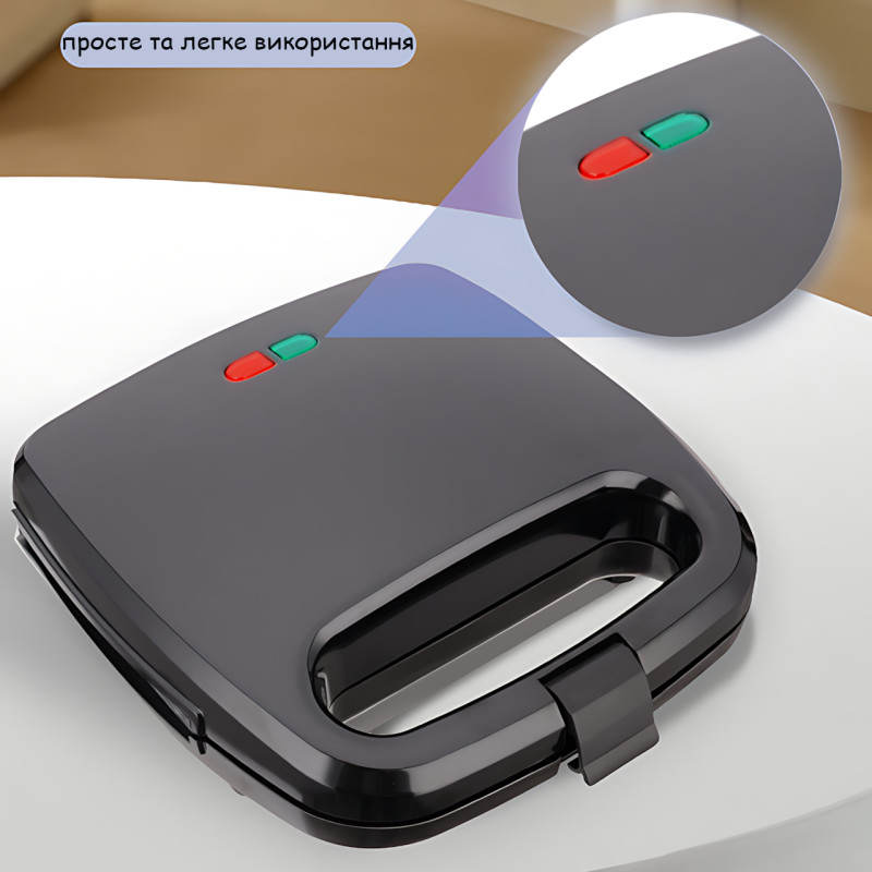 Сэндвичница Domotec MS-7777, бутербродница 4 порции, 750 Вт, антипригарное покрытие, черный фото - 8