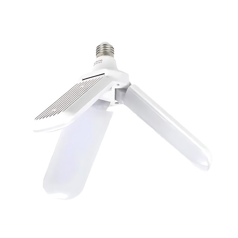 Светодиодная складная лампочка, E27 Fan blade bulb, 3 лопасти, 60 ВТ, белое теплое свечение, работа от 220В фото - 5