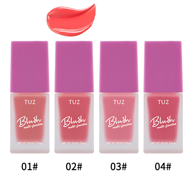 Кремовый мультитаскер TUZ Liquid Blush Brightens, с матовым финишем, водонепроницаемый, 20 мл, 4 оттенка Красный