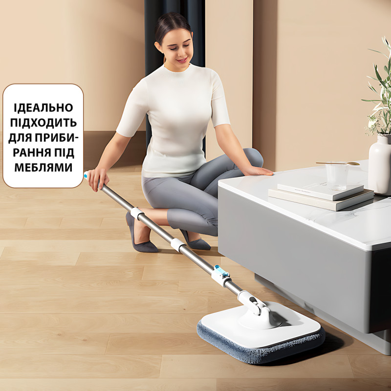 Швабра Withosent MA596 з відром і самовіджимом 360°, квадратна, мікрофібра, фільтрація, телескопічна ручка фото - 5
