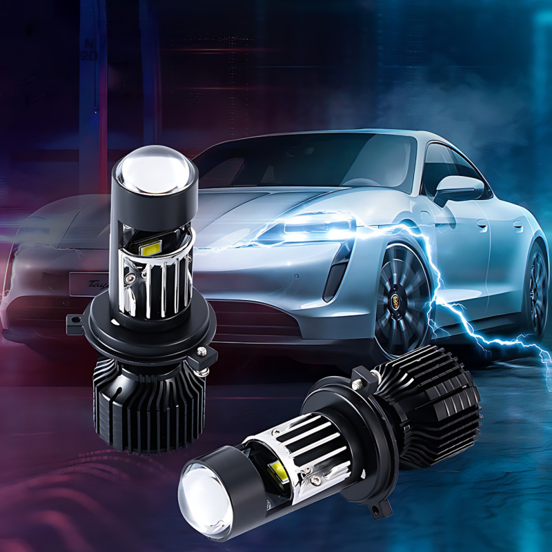 Світлодіодні автомобільні лампи Y10 H4, авто LED-лампа 70W, діаметр лінзи 25 мм, біле світло 6000 к, 9-16 В фото - 10