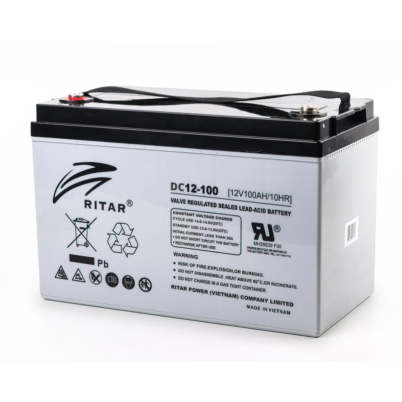 Акумулятор AGM Ritar DC12-100 до 10 років експлуатації, з ємністю 100 А·год, 12 В фото - 3