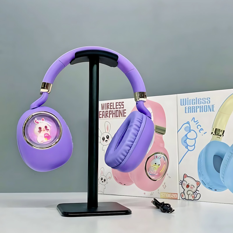 Детские беспроводные наушники ST862 A.B.C.D с Led-подсветкой, наушники TOY IN A CAPSULE Фиолетовый фото - 6