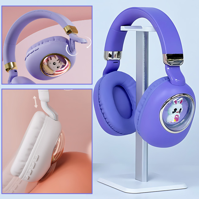 Детские беспроводные наушники ST862 A.B.C.D с Led-подсветкой, наушники TOY IN A CAPSULE Фиолетовый