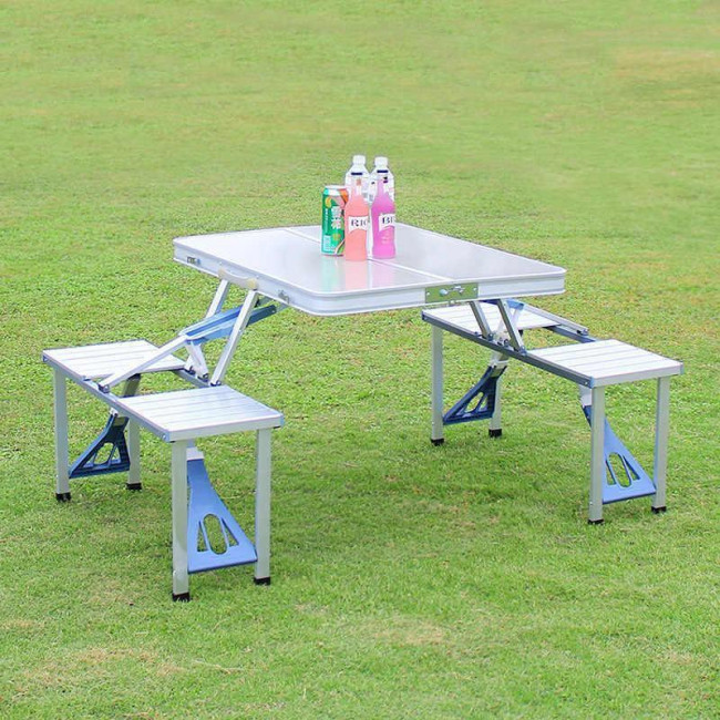 Походный стол усиленный с 4-мя стульями Travel Table раскладной, алюминиевый, высота 67см фото - 1