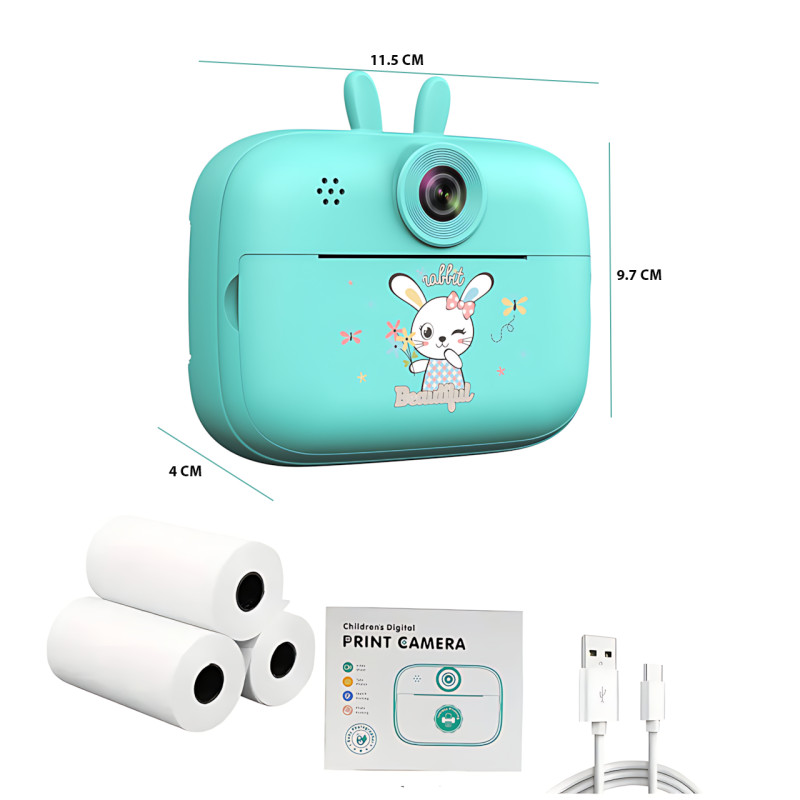 Фотоапарат миттєвого друку Print Camera MA458 — 1080 dpi, термодрук 57×30 мм, USB, Bluetooth, блакитний Рожевий фото - 9