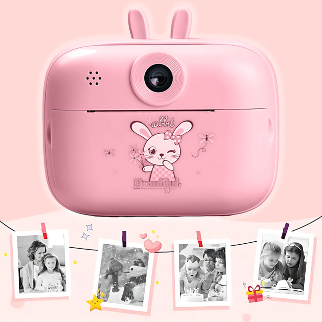 Фотоапарат миттєвого друку Print Camera MA458 — 1080 dpi, термодрук 57×30 мм, USB, Bluetooth, блакитний Рожевий