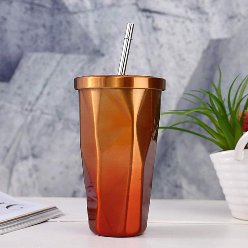Термостакан із трубочкою CRISTAL StarBucks 480 мл, нержавіюча сталь, EL-503, різні кольори фото - 4