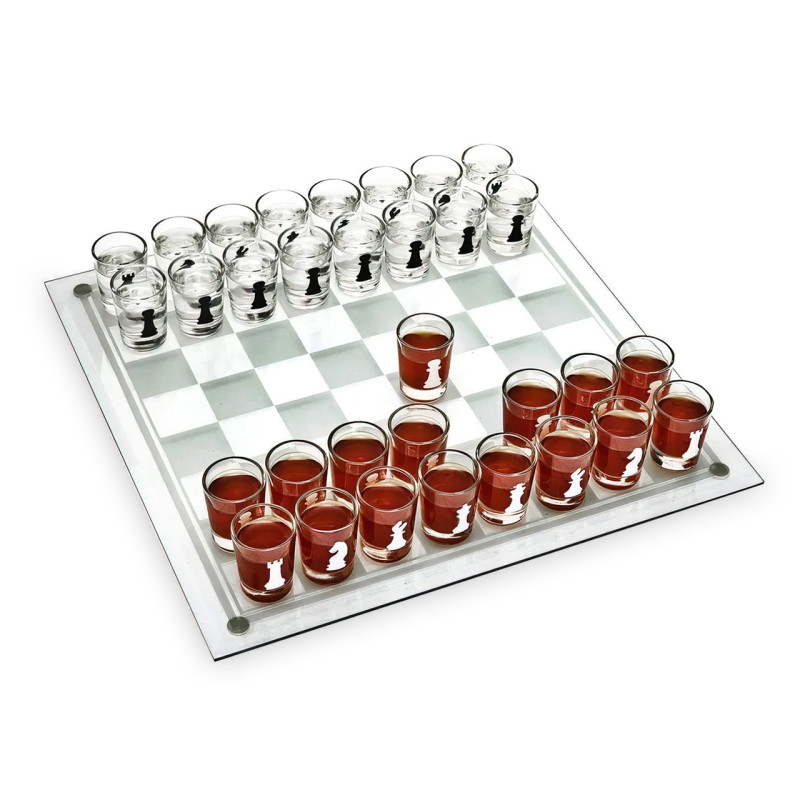 Настільна гра алкогольні шахи GB066M Glass зі скляною дошкою, 35х35 см фото - 2