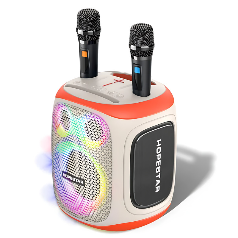 Бездротова Bluetooth-колонка Hopestar Party 130, 120 Вт, 22000 мА·год, 2 мікрофони, караоке, TWS, LED, IPX5 Білий фото - 2