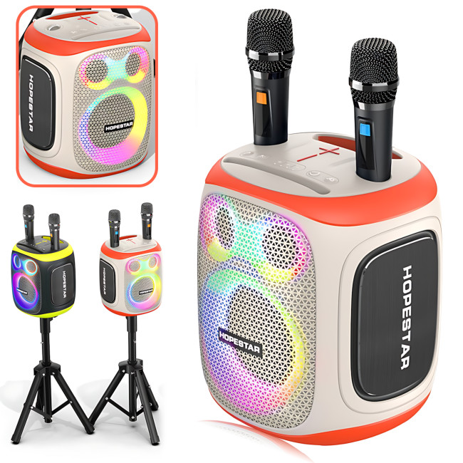 Бездротова Bluetooth-колонка Hopestar Party 130, 120 Вт, 22000 мА·год, 2 мікрофони, караоке, TWS, LED, IPX5 Білий