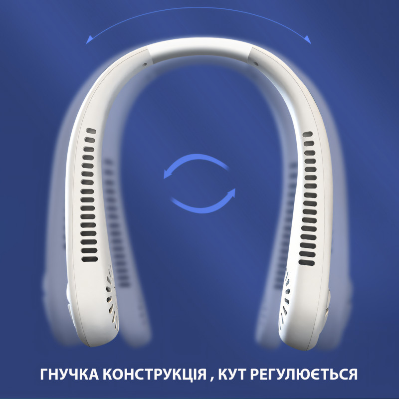 Портативний вентилятор на шию, мінівентилятор MM04 з акумулятором і 3 рівнями обдування фото - 6