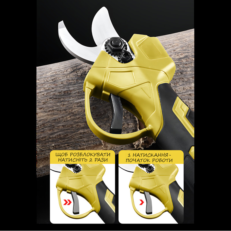 Аккумуляторный секатор для сада в кейсе, 2 АКБ Li-Ion, бесщеточный двигатель, диаметр реза до 40&ndash;45 мм, электрический садовый фото - 5