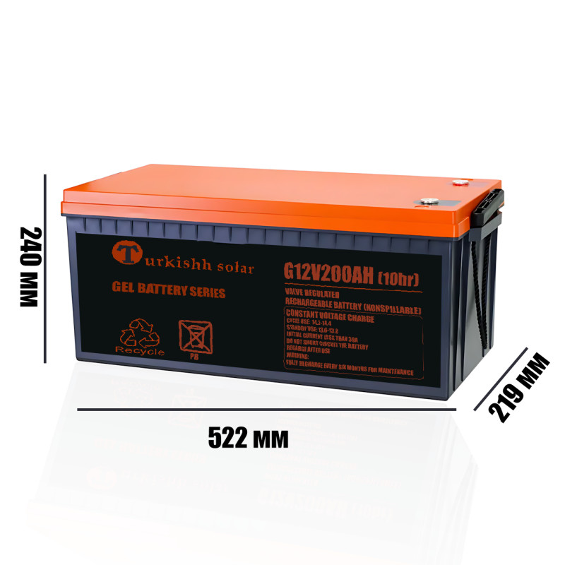 Акумулятор гелевий 6-GEL-200, АКБ SOLAR GEL BATTERY для сонячної панелі (12V200AH/10HR) фото - 7