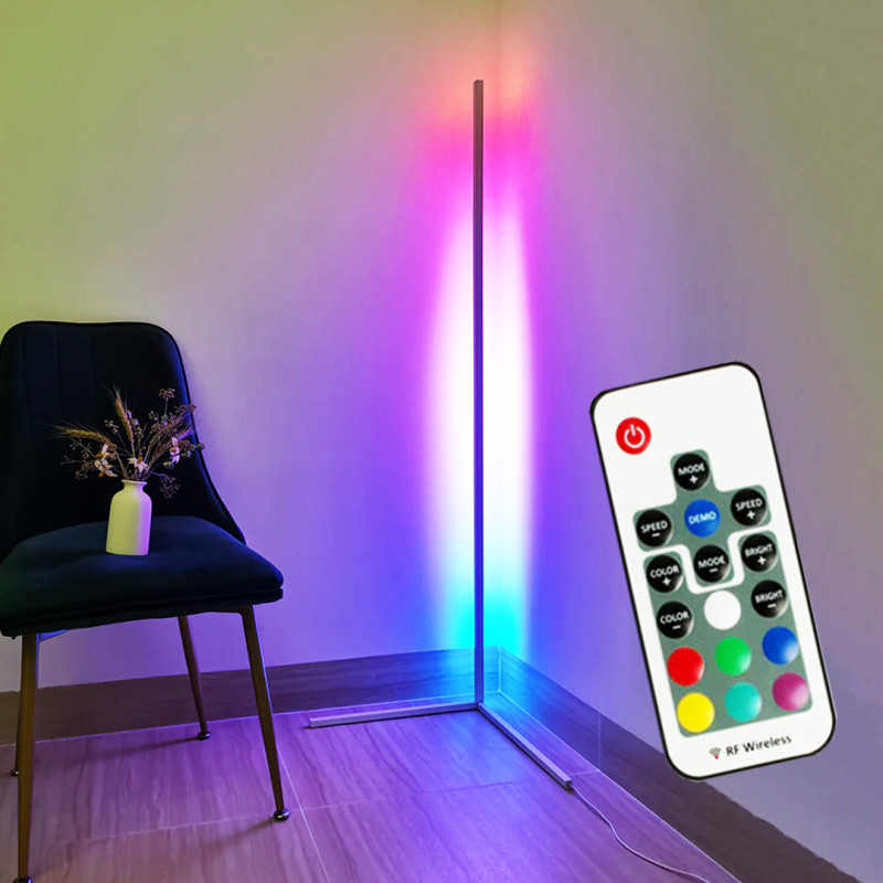 Угловой напольный RGB светодиодный LED торшер лампа с пультом управления 330+ световых эффектов фото - 2