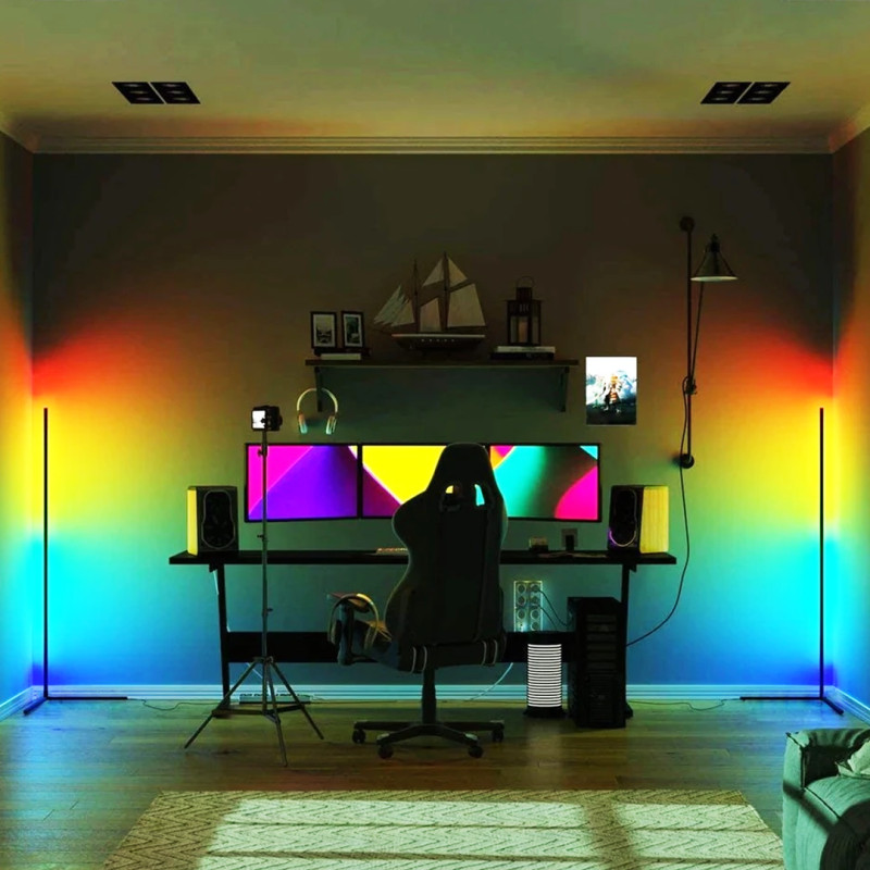 Угловой напольный RGB светодиодный LED торшер лампа с пультом управления 330+ световых эффектов фото - 6
