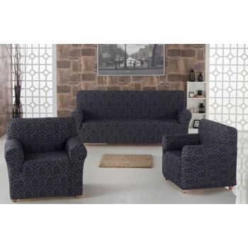 Комплект чехлов на диван и два кресла Жаккард Milano Home Concept Karna, универсальный размер Графит