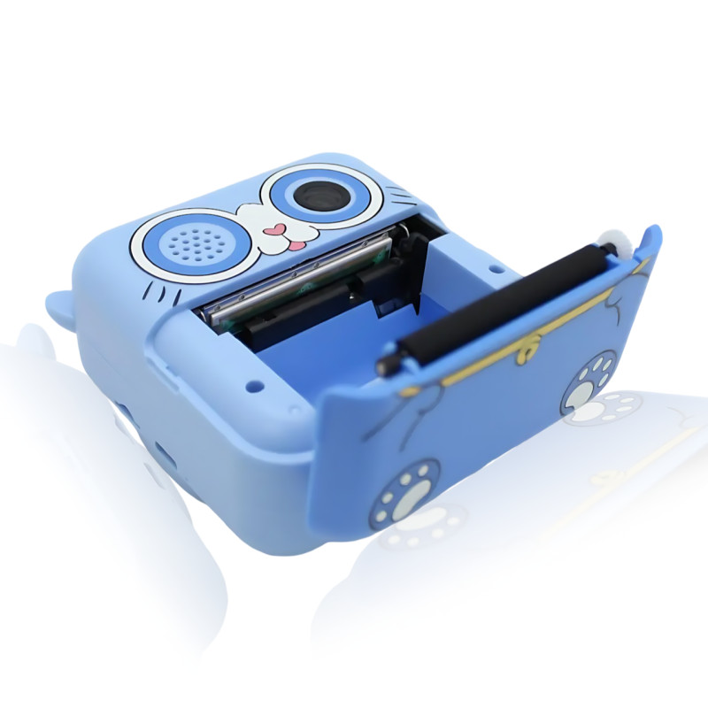 Дитячий фотоапарат миттєвого друку «Котик», камера миттєвого друку без чорнила, акумуляторна, type-c, блакитний фото - 5