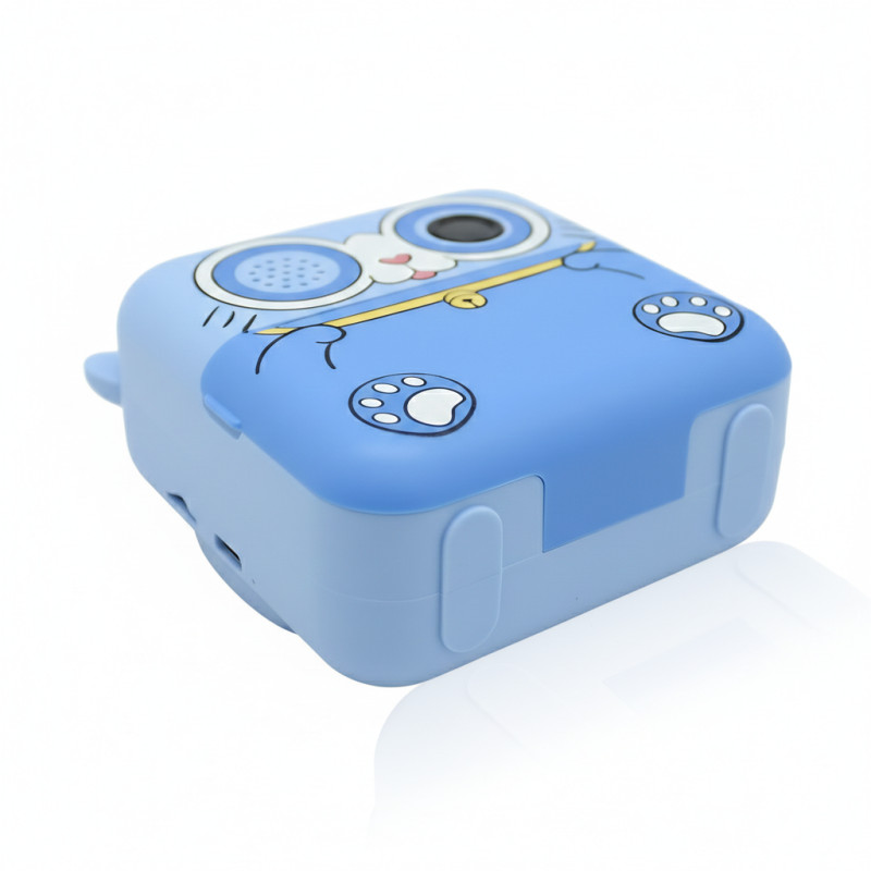 Дитячий фотоапарат миттєвого друку «Котик», камера миттєвого друку без чорнила, акумуляторна, type-c, блакитний фото - 4
