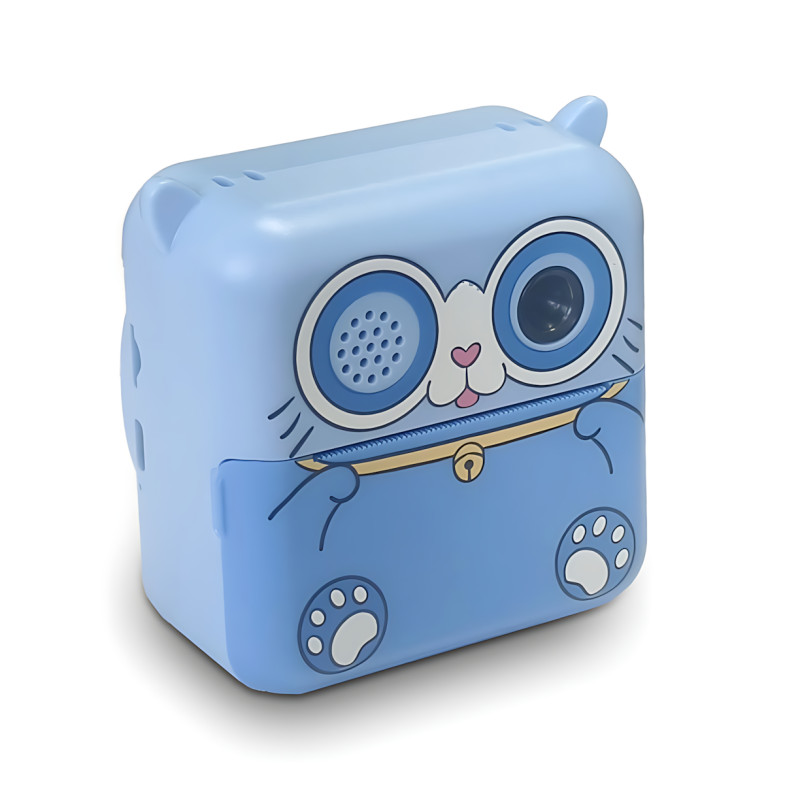 Дитячий фотоапарат миттєвого друку «Котик», камера миттєвого друку без чорнила, акумуляторна, type-c, блакитний фото - 2