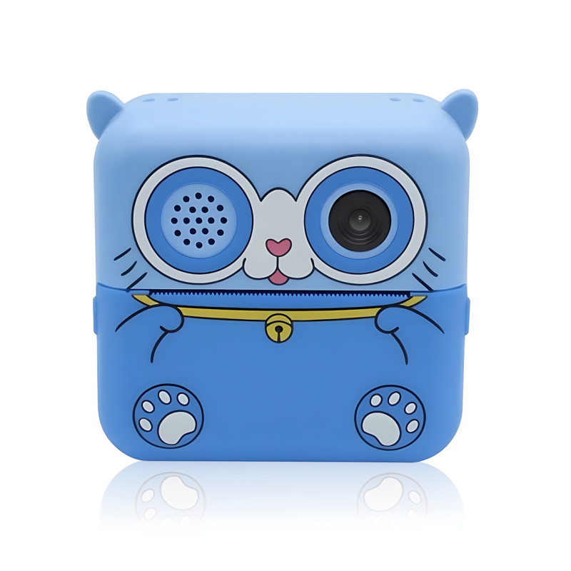 Дитячий фотоапарат миттєвого друку «Котик», камера миттєвого друку без чорнила, акумуляторна, type-c, блакитний фото - 7