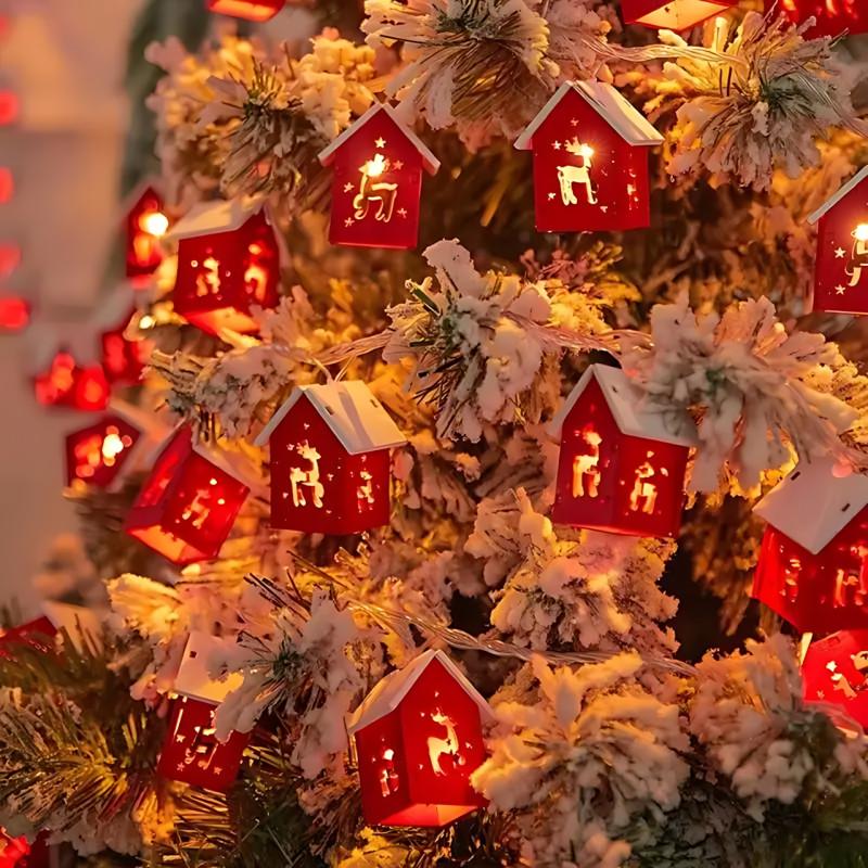 Праздничная гирлянда «Домики» MA755 декоративная, теплый белый свет, USB, 20 LED, 3 метра фото - 9