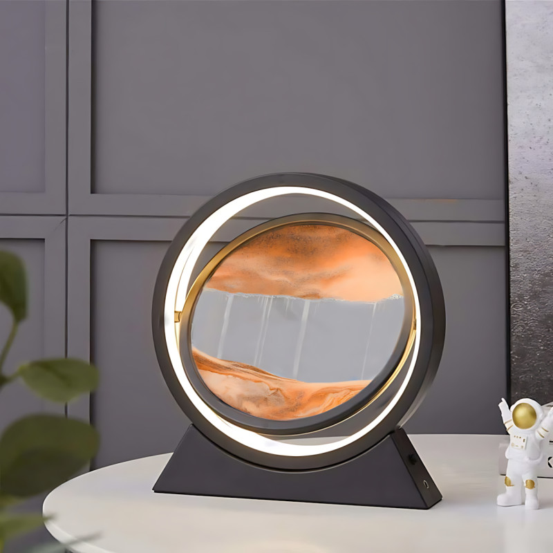 3D светодиодная настольная лампа-картина Bedee &laquo;Движущийся песок&raquo;, 360&deg;, LED ночник, USB/2AA, стекло, 24 см фото - 7