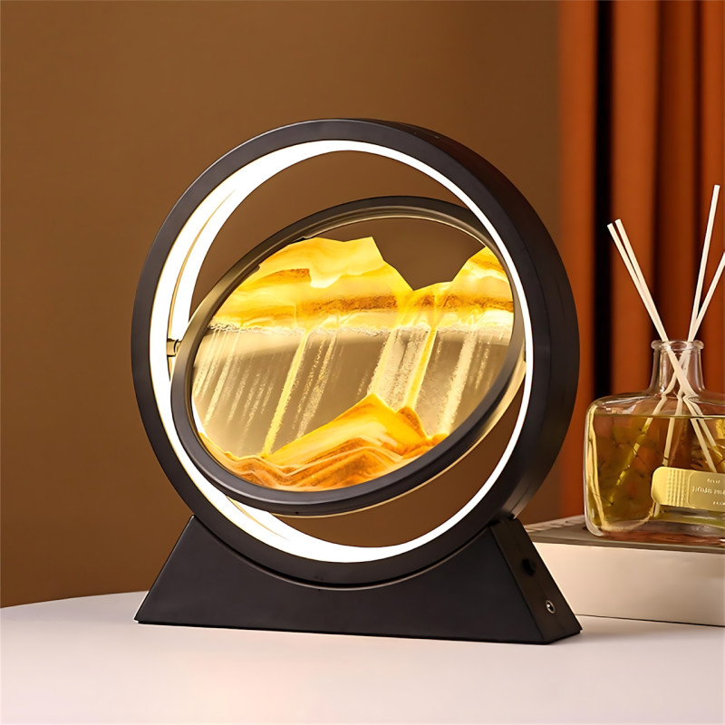 3D светодиодная настольная лампа-картина Bedee &laquo;Движущийся песок&raquo;, 360&deg;, LED ночник, USB/2AA, стекло, 24 см фото - 3