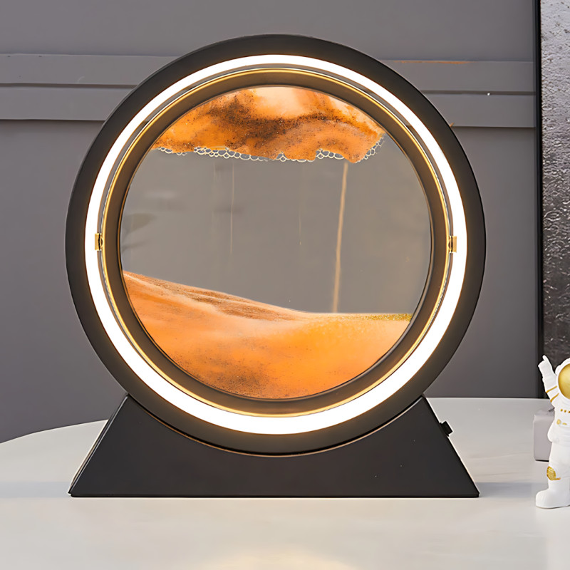 3D светодиодная настольная лампа-картина Bedee &laquo;Движущийся песок&raquo;, 360&deg;, LED ночник, USB/2AA, стекло, 24 см фото - 5