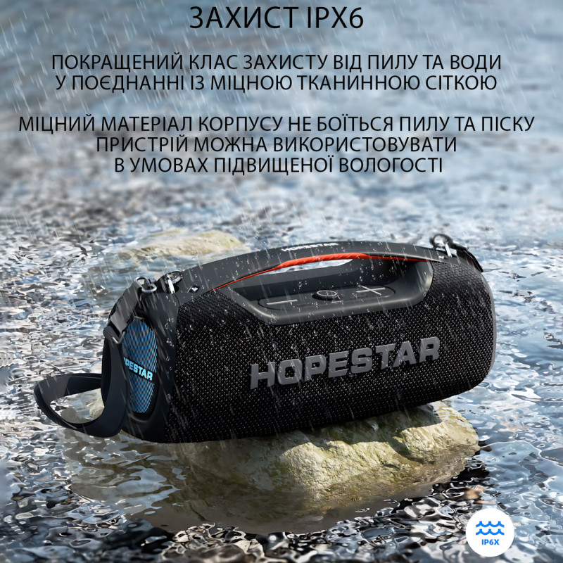 Бездротова Bluetooth-колонка Hopestar A60 100 Вт із мікрофоном, TWS, RGB-підсвіткою, захистом IPX6, з караоке фото - 4