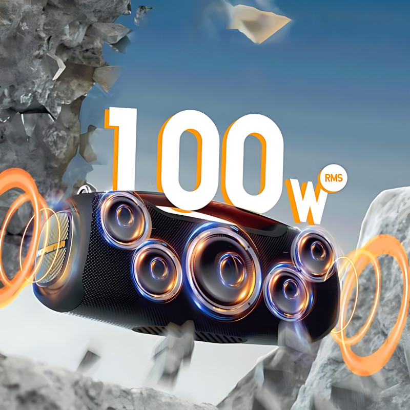 Бездротова Bluetooth-колонка Hopestar A60 100 Вт із мікрофоном, TWS, RGB-підсвіткою, захистом IPX6, з караоке фото - 6